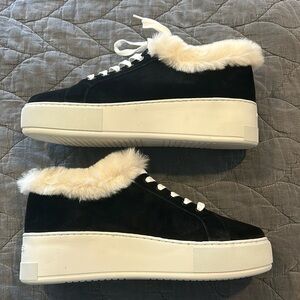 NWT J/slides fur trim suede sneakers size 9